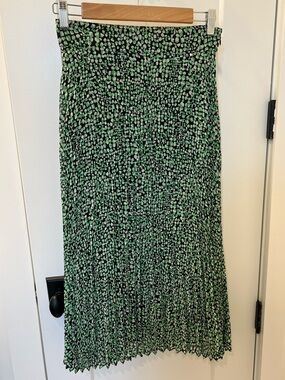 Boss Green and Black Dotted Pleated Valpina Midi Skirt